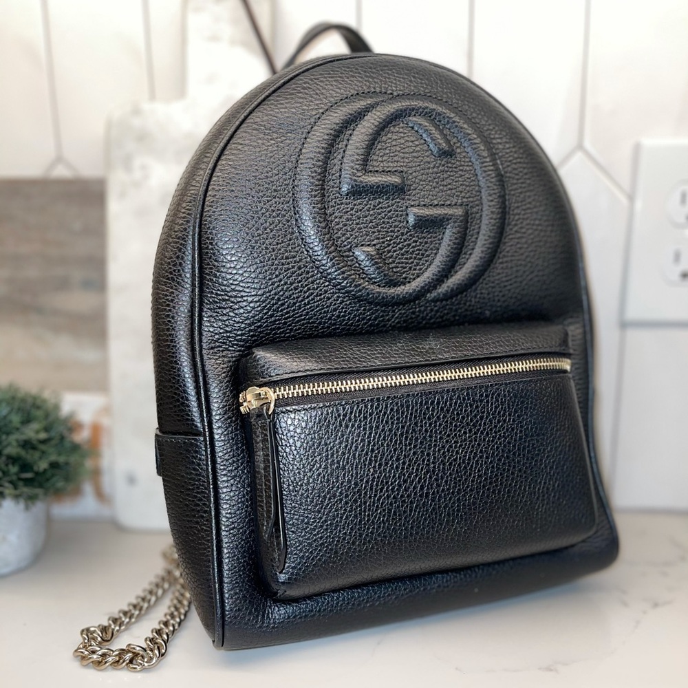 GUCCI SOHO PEBBLED LEATHER BACKPACK